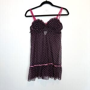 Vintage Per Lei bustier slip top mesh heart print MD y2k gothic coquette